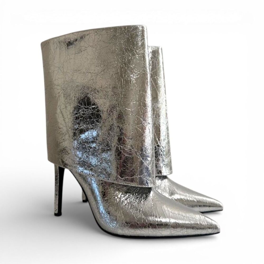 I.N.C. International Concepts Silver Crinkle Sabeel Cuff Booties NIB! Size 11M
